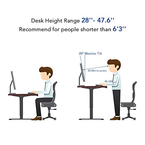 Flexispot Electric Standing Desk Small Adjustable Height 42 x 24 Inches Whole-Piece Desk Memory Controller (Black Frame + 42 in Mahogany Top)