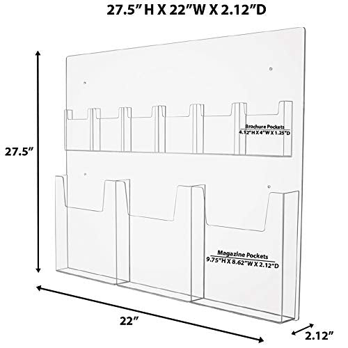 Source One Premium Combo Wall Mount Magazine Rack, Brochure Holder Organizer (S1-Matt-Wall)
