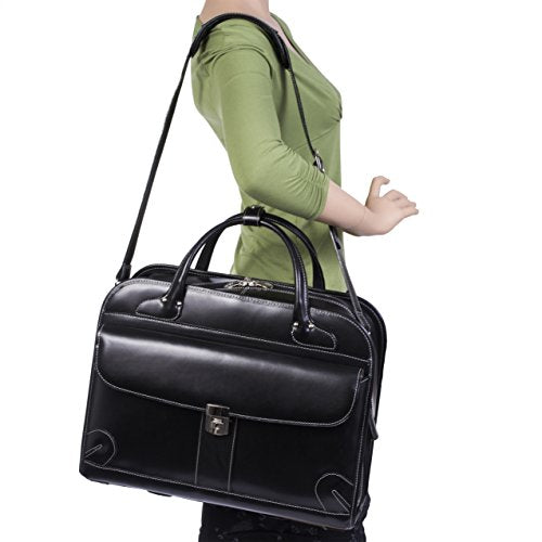 McKleinUSA Checkpoint-Friendly Women's Laptop Briefcase, Leather, Mid-Size, Black - Lakewood | McKlein - 96615, 18 l x 8 75 w x 14 5 h