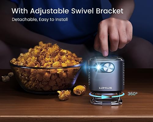 WiMiUS Mini Projector with Android TV, DLP, Rechargeable Battery, WiFi, Bluetooth, 360°Speaker, 1080P Support
