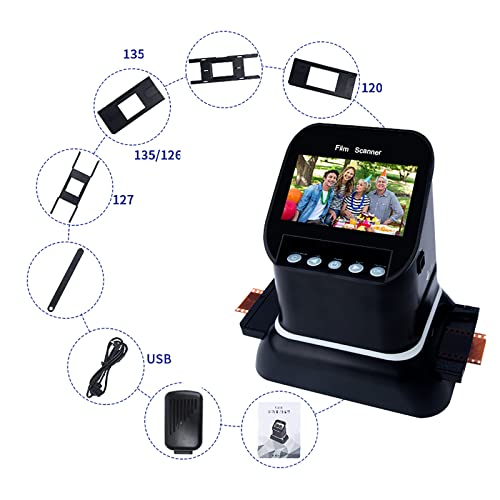 COMDS 120 Film Slide Scanner, 4.3-inch LCD Screen, Convert Negative & Slides to Digital JPEG