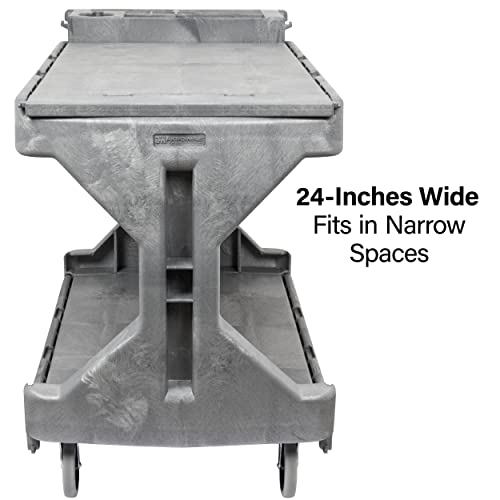 Akro-Mils ProCart Heavy Duty 2 Tier Rolling Utility Cart, 400 lb Capacity, Gray
