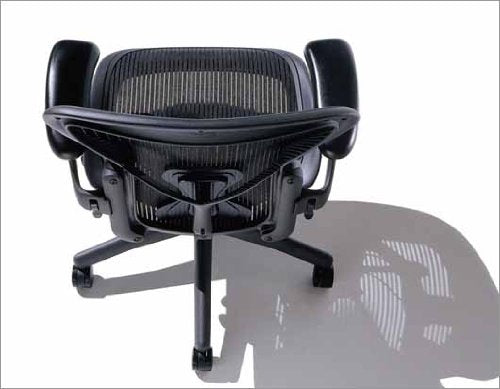 Herman Miller Aeron Tilt Limiter Task Chair, Adjustable Vinyl Arms, Graphite Frame / Carbon Classic Pellicle, Size B (Medium)