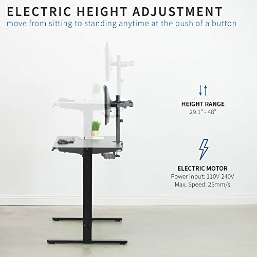 VIVO Electric 47 x 24 inch Stand Up Desk, Complete Height Adjustable Standing Workstation, Frame and Top, Push Button Controller, Black, DESK-EV47TB