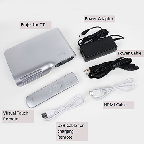 PIQS TT Virtual Touch Portable Projector, DLP Home Theater Mini Projector Support 1080P, WiFi, Bluetooth,with Autofocus/Keystone, 3-Hour Battery, for Business PPT, Home Cinema & Backyard Projection