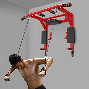 Pull-Up Bar Wall Mount Chin Up Bar with Hangers for Punching Bags Power Ropes Strength Training Equipment for Home Gym 880 LB Weight Capacity