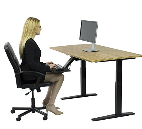 Rise UP Dual Motor Electric Bamboo Standing Desk 60x30" Desktop Tall Ergonomic Motorized Height Adjustable sit to Stand up Home Commercial Office Computer Workstation Modern Lift Raising with Memory