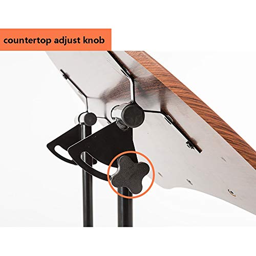 Adjustable Rolling Laptop Cart Sit-to-Stand Teacher Podium Desk Steel Frame Mobile Standing (Brown, 55x40x116cm)