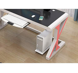 YWDNZ Home Office Desks Computer Desk Furniture/Tempered Glass Computer Desk Desk, X-Shaped Steel Frame Home Office Computer Desk, Workstation, (Color : A)