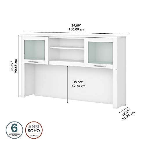 Bush Furniture Somerset Desk Hutch, 60W, White