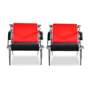 Walnest Waiting Room Chair with Armrest 2 Seat Red Black PU Leather Office Furniture