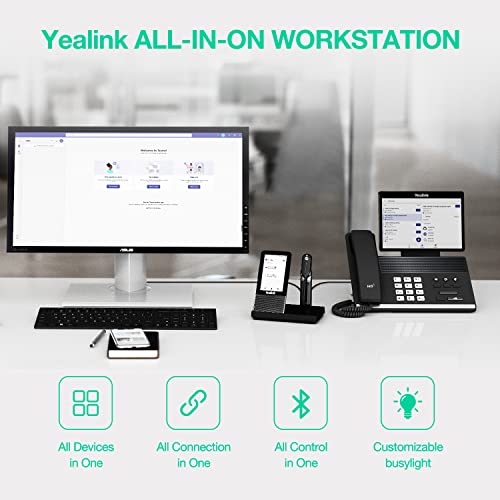 Yealink WH67 Wireless DECT Headset - Teams Certified, Mono Office Headset - USB & Bluetooth Connectivity - Speakerphone - 7 Hrs Talktime - 394 ft Range