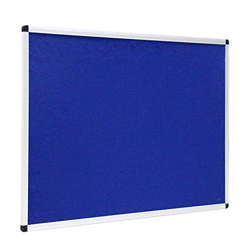 VIZ-PRO Notice Board Felt Blue, 72 X 48 Inches, Silver Aluminium Frame
