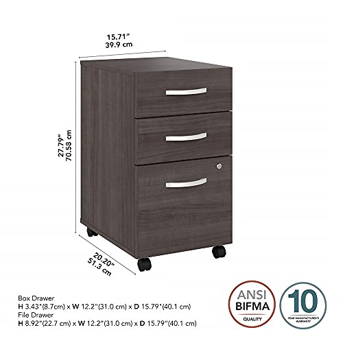 Bush Business Furniture Studio A 3 Drawer Mobile File Cabinet-Assembled, Storm Gray