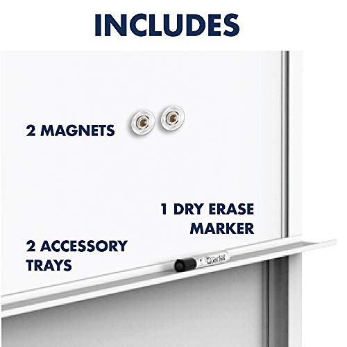 Quartet Dry Erase Easel, Magnetic, 40" x 68", Motion Dual-Track, Mobile, Aluminum Frame (ECM4068DT)