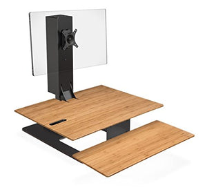 UPLIFTDESK E7 Electric Standing Desk Converter with Bamboo Desktop - Black Base