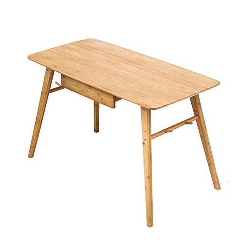 LIUXR Computer Desk, Bamboo Writing Desk Simple Style Office Desk Study Desk Home Sturdy Conference Table with Drawer Dining Table, for Home Office Workstation,Wood Color_100x60x72cm