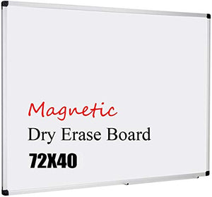 XBoard Magnetic Whiteboard 72 x 40, White Board/Dry Erase Board with Detachable Marker Tray