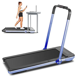 FUNMILY 2 in 1 Under Desk Folding Treadmill, 2.25HP Walking Jogging Running Machine for Home/Office/Gym Fitness, Built-in 5 Workout Modes & 12 Programs, Installation-Free, Black (2021 New Model)