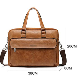 HLMSKD Men's Bag Business Pu Leather Men Laptop Male Messenger Bag Men's Shoulder Bags Briefcases for Documents Bag (Color : C, Size