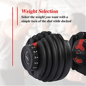 Weight Adjustable Dumbbell 5 to 52.5 lbs Home Gym Fitness Equipment Workouts Strength Training Free Weights for Men and Women, Single