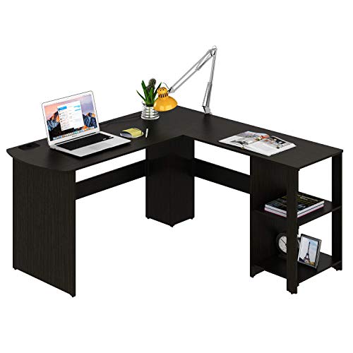 SHW L-Shaped Home Office Wood Corner Desk, Espresso
