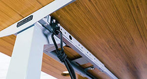 UPLIFT Desk V2 Bamboo Standing Desk - 1" Thick Rectangular Carbonized Bamboo Desktop, Height Adjustable Frame (White), Adv. Memory Keypad & Wire Grommets (White), Bamboo Motion-X Board (60" x 30")