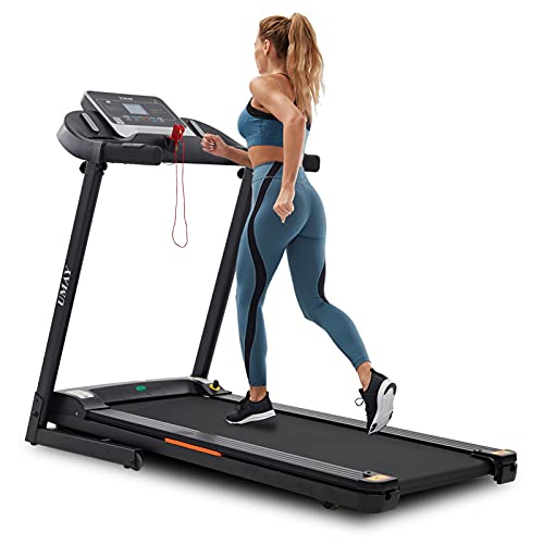 UMAY Folding Treadmill for Home with LCD Display, Exercise Runinng Machine with 12 Preset Programs & Manual Incline, Electric Proform Treadmill with Transport Wheels for Small Space