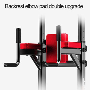 AMZFDC Power Tower Pull Up Bar Dip Station Adjustable Height Strength Training Workout Equipment with Dumbbell Bench for Home Gym