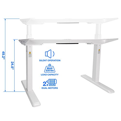 Rosewill Electric Standing Desk Frame & Wood Table Top w/Height Adjustable Sit Stand Modes, Silent Dual Motors, Memory Settings, Sturdy & Supports up to 220 lbs, Easy Assembly - RSD10