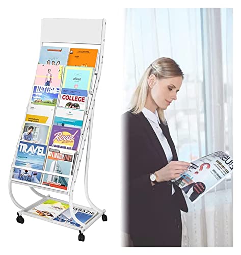 ArhaR Rolling Magazine Racks for Office/Reception Area - White