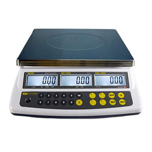 Easy Weigh CK-60 Digital Price Computing Scale Rechargeable Battery Operated, NTEP Approval Class III, LCD Display, Portable Compact, Stainless Steel Platter, (60 x 0.01lb)