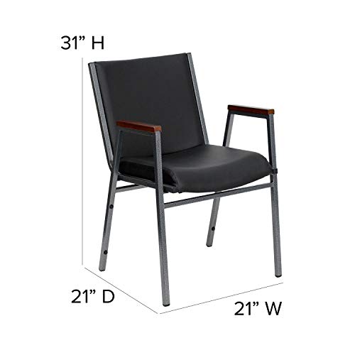 Flash Furniture 4 Pack HERCULES Series Black Vinyl Stack Chair with Arms