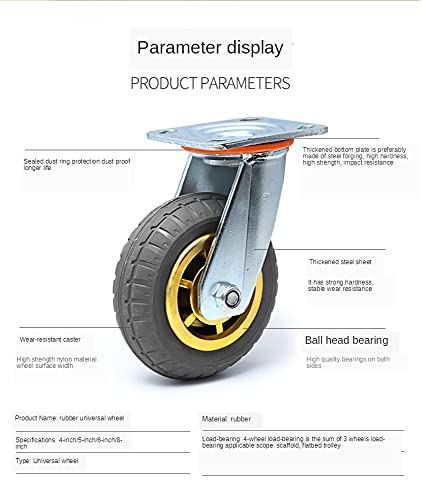 OLOTU 8 Inch Heavy Duty Swivel Casters with Brake - Silent Rubber Furniture Trolley Office Chair Wheels