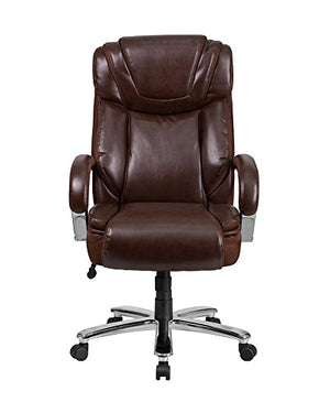 Offex OFX-436216-FF Big and Tall Leather Executive Swivel Chair with Extra Wide Seat - Brown