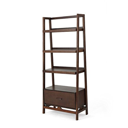 Great Deal Furniture 304801 Allen Midcentury Modern Faux Wood Shelf, Walnut,