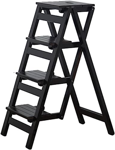 LUCEAE 4-Step Wooden Folding Step Stool - Portable & Sturdy