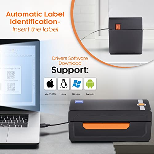 Bluetooth Ready Thermal Label Printer, Adjustable High Speed Direct USB Thermal Barcode, 4x6 Shipping Label Print Maker Writer Machine, Compatible with Ebay, Amazon, UPS, Shopify, FedEx, Etsy