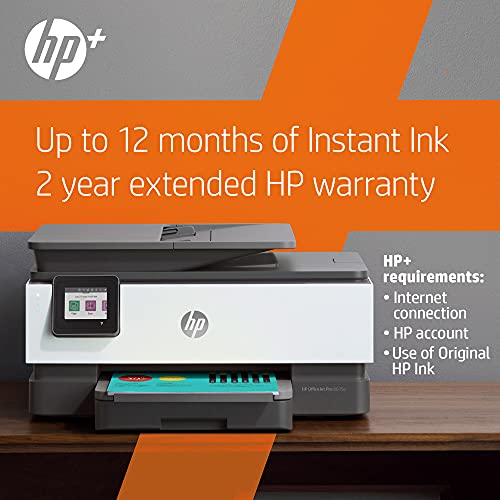 HP OfficeJet Pro 8035e All-in-One Wireless Color Printer (Basalt) for home office, with 12 months Instant Ink with HP+ (1L0H6A)
