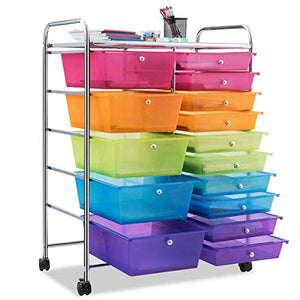 Walomes 15 Drawer Rolling Storage Cart Organizer - New!