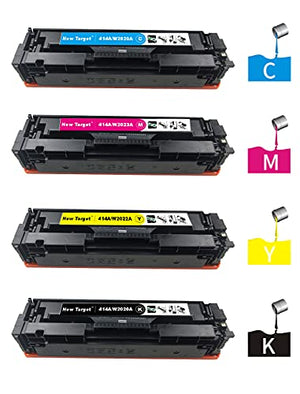 Newtarget 414A(with chip) for HP 414A 414X on HP Color Laserjet Pro M454 MFP M479fdw M454dw M454dn M479fdn (hp 414a Toner cartridges 4 Pack)