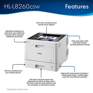 Brother HL-L8260CDW Business Color Laser Printer, Duplex Printing, Flexible Wireless Networking, Mobile Device Printing, Advanced Security Features – Amazon Dash Replenishment Enabled