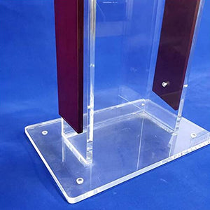 None Lectern Podium Stand, Clear Wide Reading Table Professional Portable School Church Wedding Office Information Podium