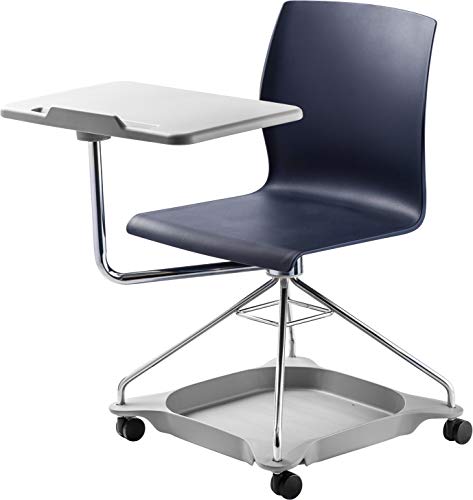 National Public Seating Mobile Chair with Tablet Arm and Storage, Blue