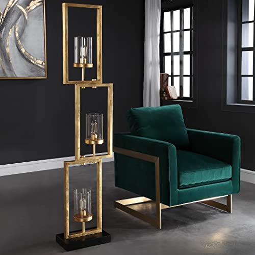 Uttermost Cielo Antique Gold Leaf 3-Light Floor Lamp