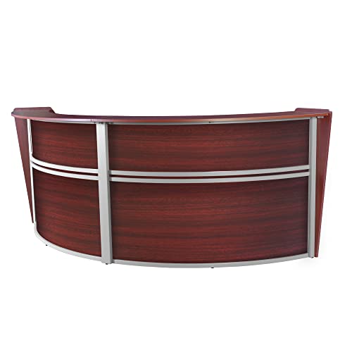 Romig Regency Marque Double-Unit Reception Curved Desk Workstation - Mahogany