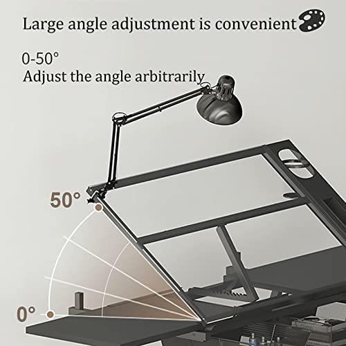 FLaig Drafting Desk with Adjustable Glass Top and Storage