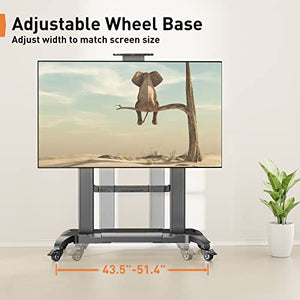 Perlegear Rolling TV Stand for 55-100 inch TVs up to 200 lbs, Aluminum Heavy-Duty Mobile Cart with Wheels, Adjustable Height, Max VESA 1000x600mm