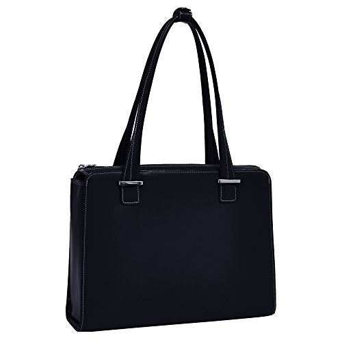 McKlein, W Series, Verona, Top Grain Cowhide Leather, 15" Leather Fly-Through Checkpoint-Friendly Ladies' Laptop Briefcase, Black (96625)