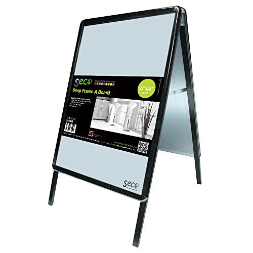 SECO Weatherproof Sidewalk Sign, Aluminum, Snap Frame, 22 in x 28 in - Black (2228ABBLACK)